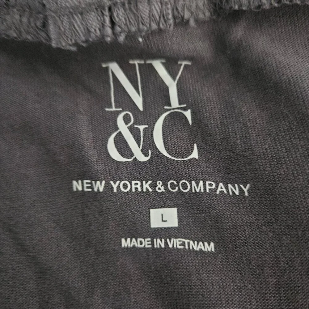 New York & Company Gray Short Sleeve Lace Overlay Zip-up Large Shirt - Picture 7 of 7